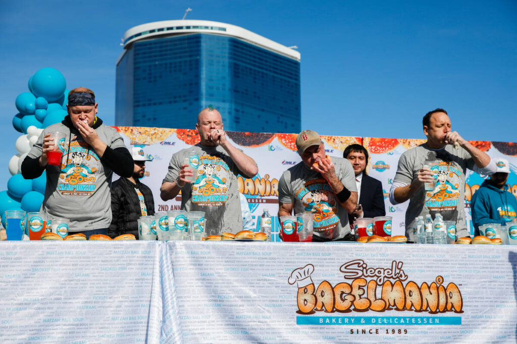 The Siegel's Bagelmania World Bagel Eating Championship 2024 - photos courtesy of Las Vegas Review Journal
